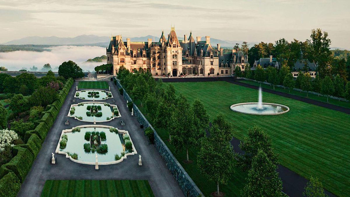 Aerial View of the Gardens at Biltmore Estate - Asheville, North Carolina, USA